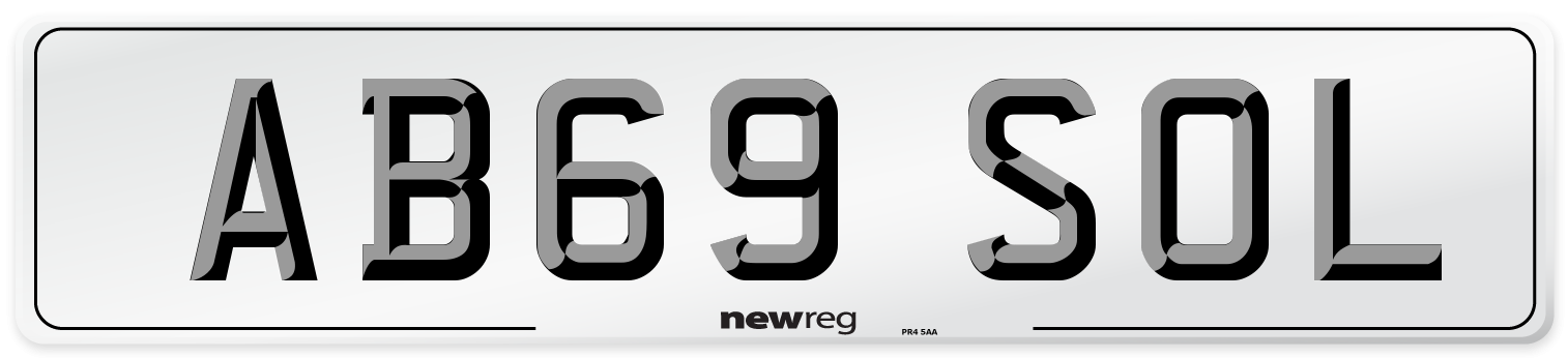 AB69 SOL Number Plate from New Reg